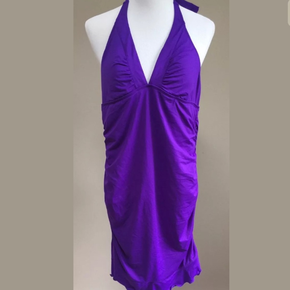 Athleta Swim Dress Halter Purple Medium Tall